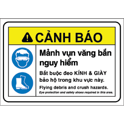 Biển cảnh báo mảnh vụn văng bắn nguy hiểm